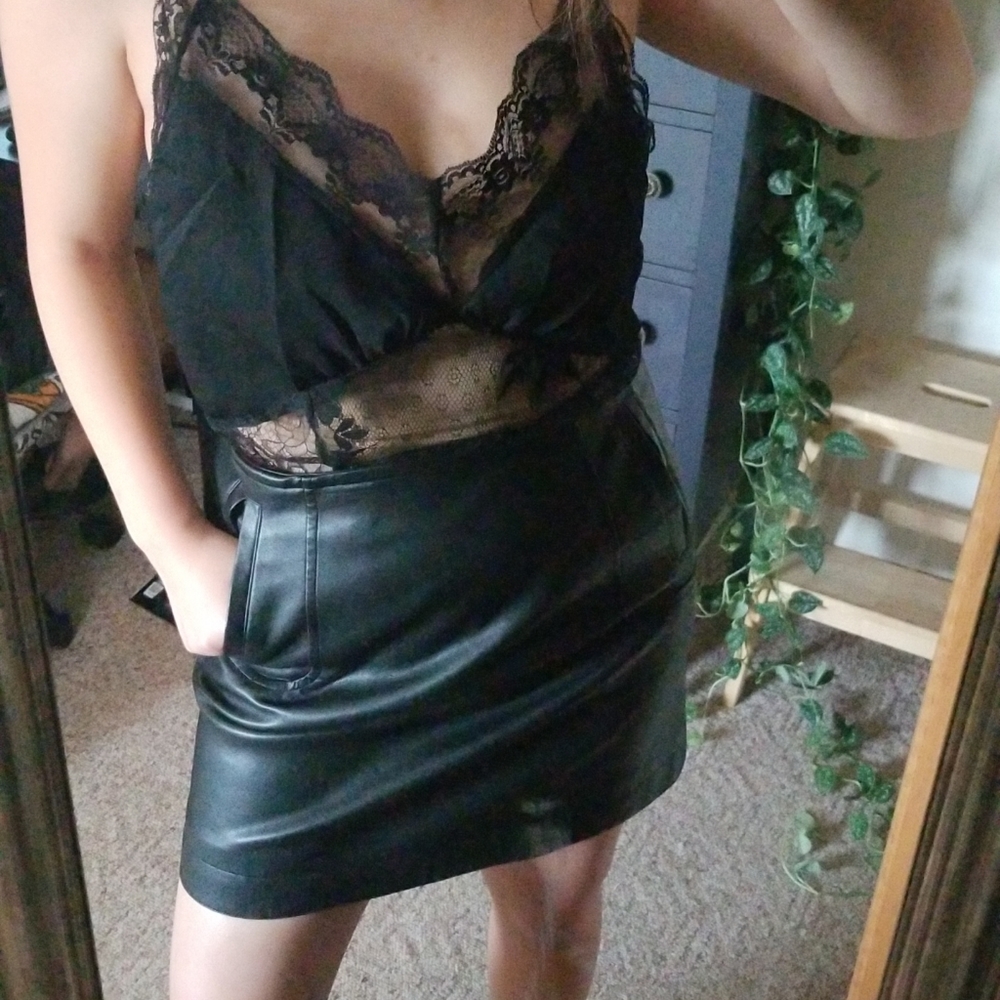 Black leather skirt from H&M